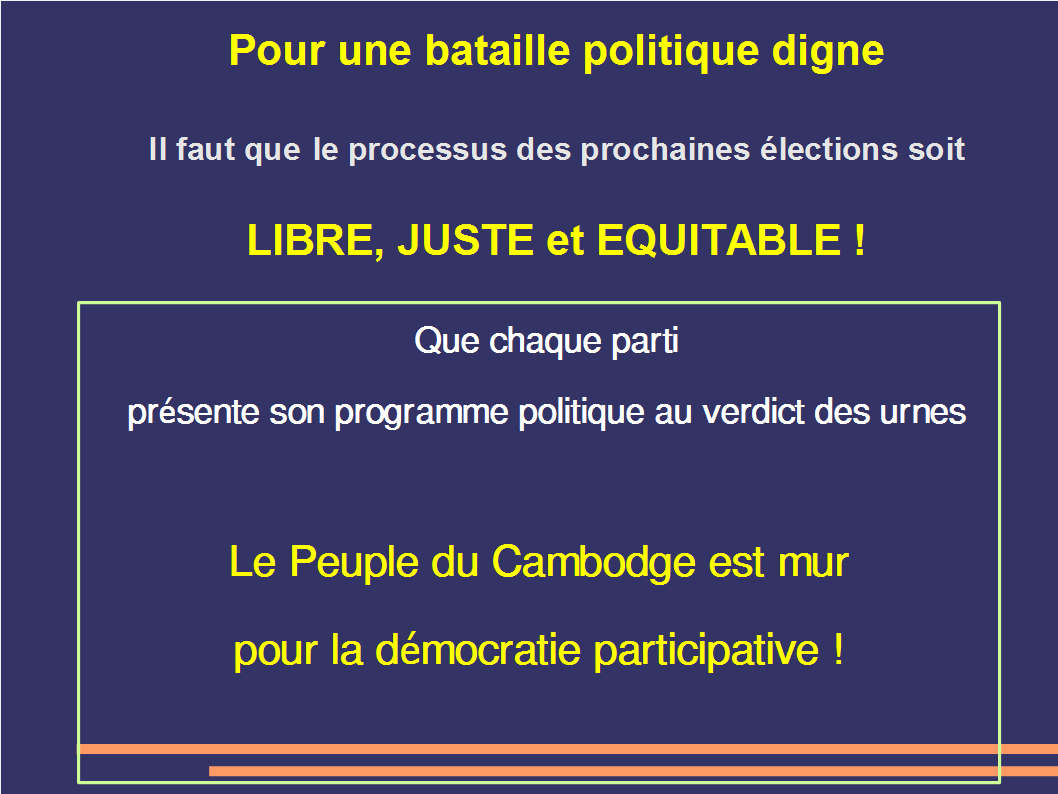 Pour un processus des élections libre juste et équitable