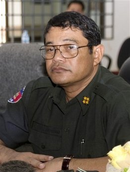 Cambodia's Gen. Ke Kim Yan, commander-in-chief of the Royal Cambodian Armed Forces, is seen on June 26, 2007, at Kampot province, about 130 kilometers (80. 6 miles) southwest of Phnom Penh, Cambodia. The head of Cambodia's armed forces has been dismissed from his post and replaced by a loyalist of Prime Minister Hun Sen. (AP Photo/Heng Sinith)